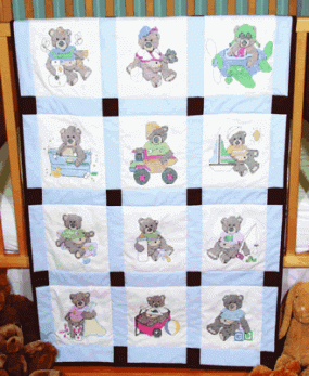 (image for) boy bear infant quilt blocks