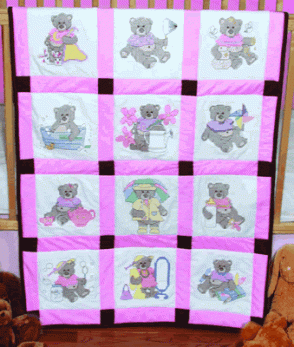 (image for) girl bear infant quilt block